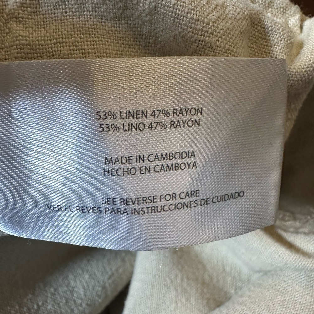 GAP Women's XL Tan Khaki Wide Leg Pants Linen Rayon Drawstring Casual Relaxed - Picture 11 of 12